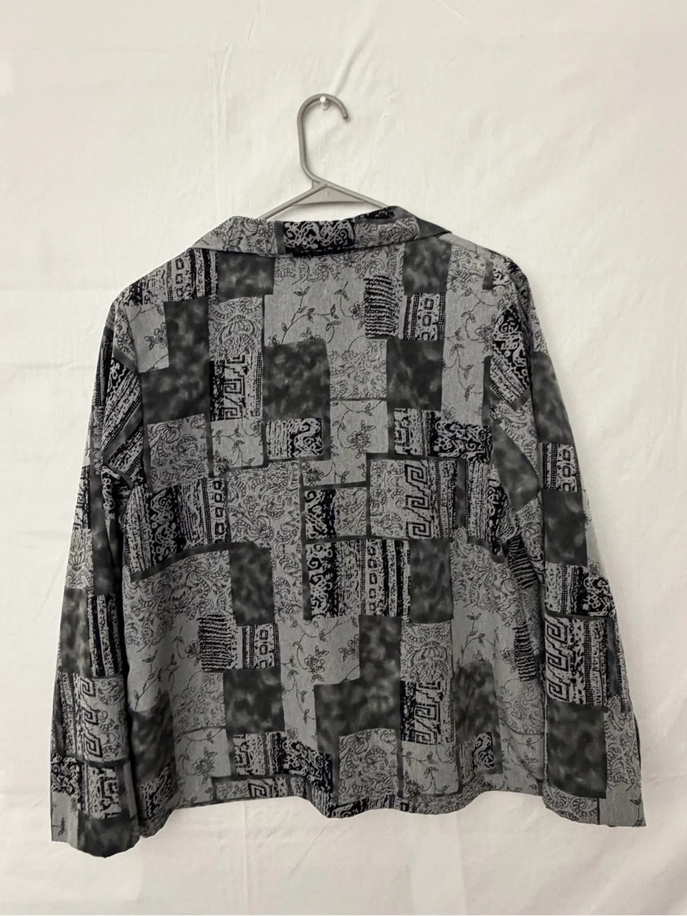 Dressbarn Woman 1X Gray Black Print Blazer Plus Size (A818)